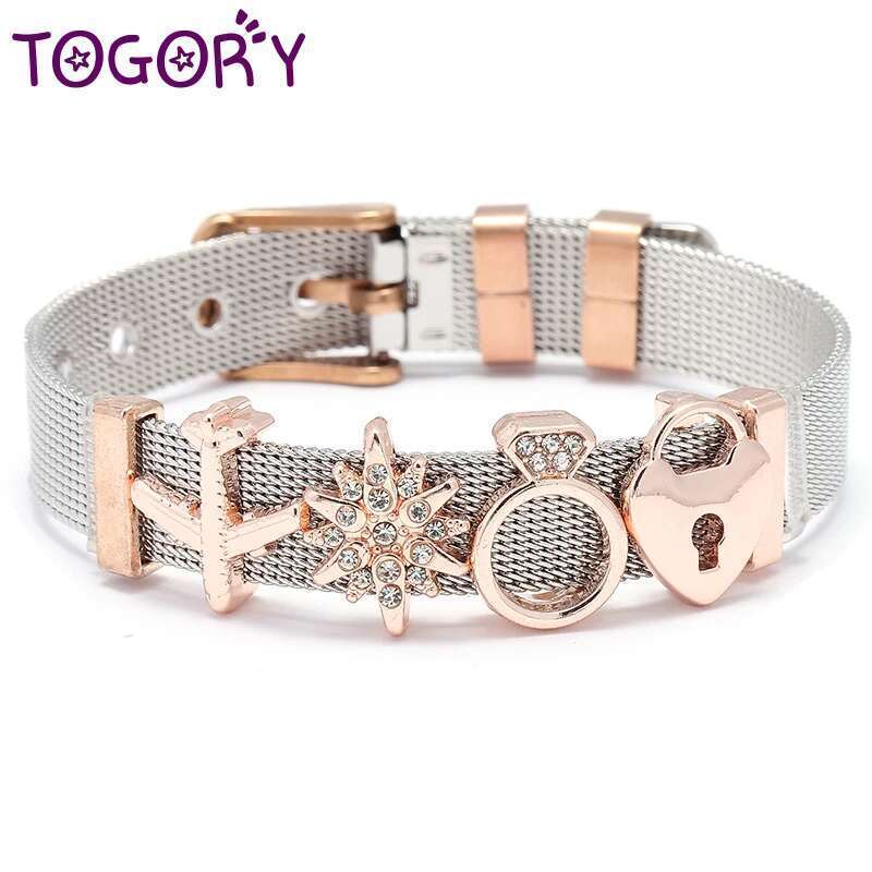 2024 Hot Sale Stainless Steel Mesh Bracelets Set Love Heart Charm Brand Bracelet Bangle For Woman Men Jewelry Gift