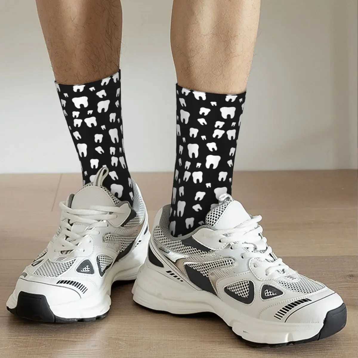 Teeth pattern socks Harajuku sweat absorbing stockings seasonal unisex birthday gift accessories X250319