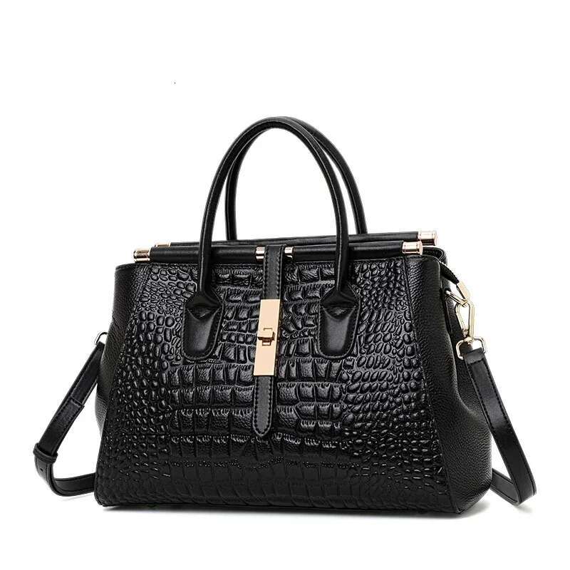 Aidrani Genuine Leather Women's Handbag, Fashion Crocodile Pattern Design, High-End Cowhide Bag Large Capacity