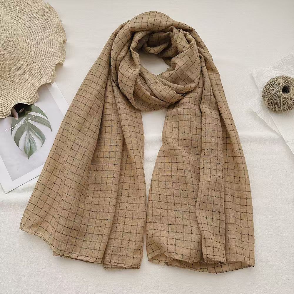 T314 plaid casual versatile scarf female warm travel shawl fashionable high quality