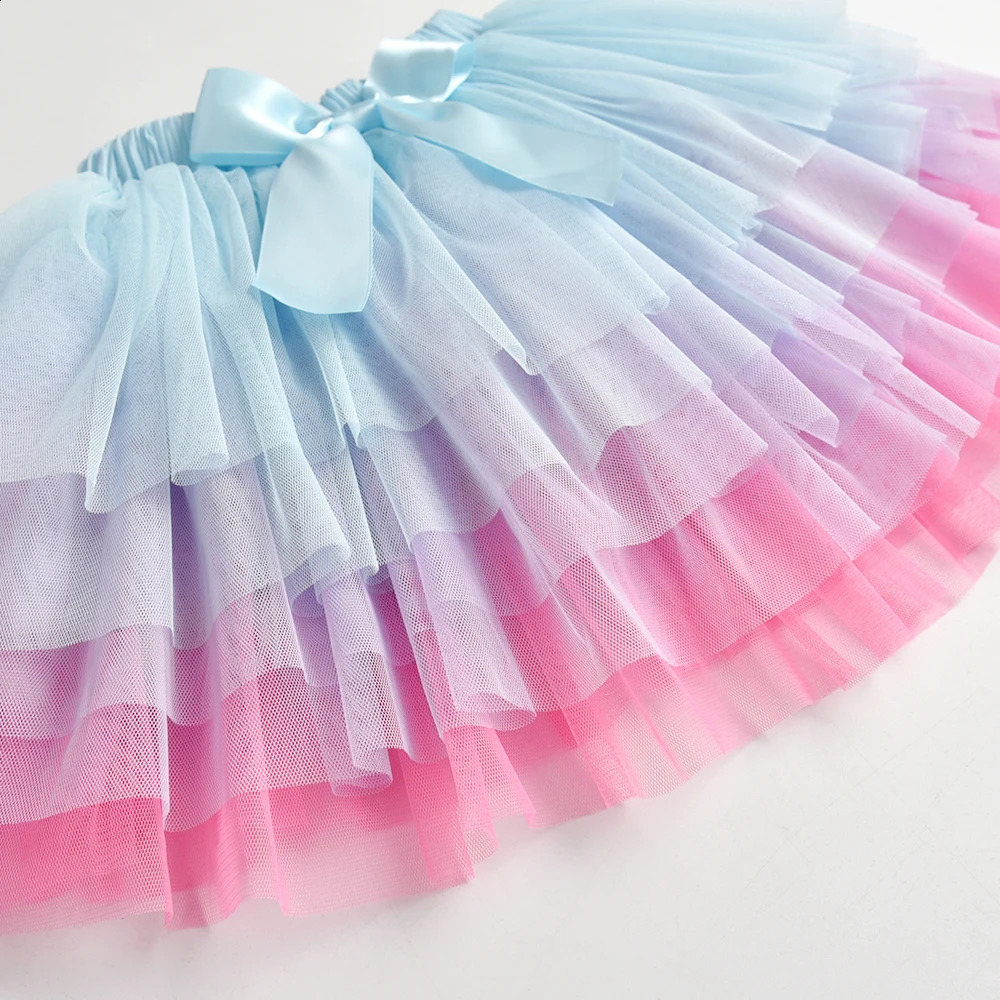 VIKITA Girls Skirts Kids Layered Mesh Tulle Cake Princess Tutu Skirts Girl Birthday Party Performance Daily Casual Ballet Skirt 250319