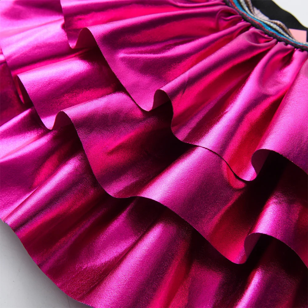 VIKITA Girls Birthday Party Princess Skirts Kids Layered Ruffles Pleated Mini Skirt Toddlers Casual Daily Red Ballet Skirts 250319