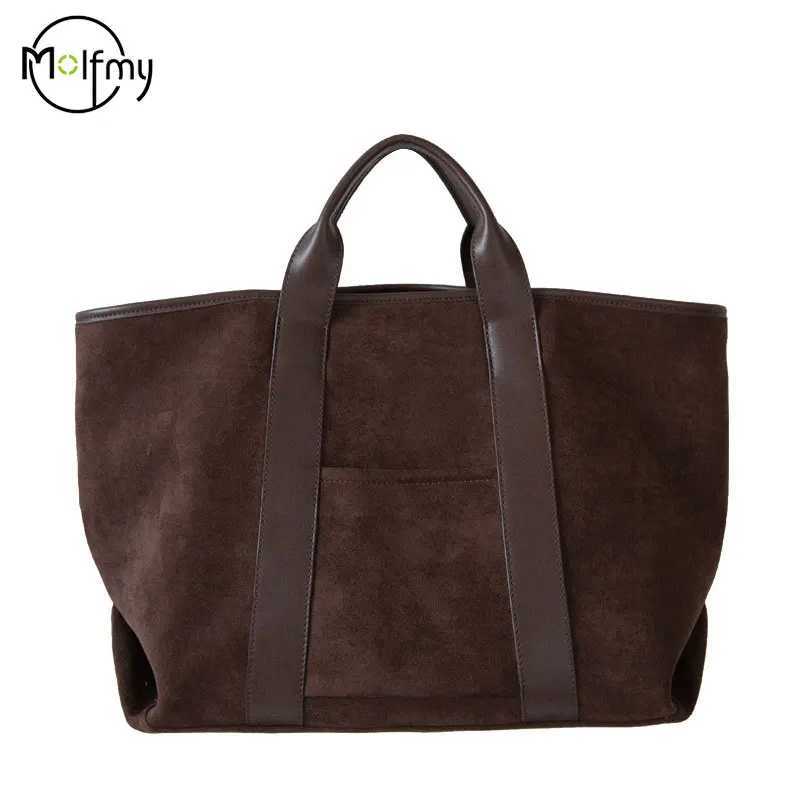Suede Tote Bag for Wen Vintage Designer Luxury Shoder Bags Large Capaci Winter Handbag Cmute Shopping Bolsos De Mujer Z250318