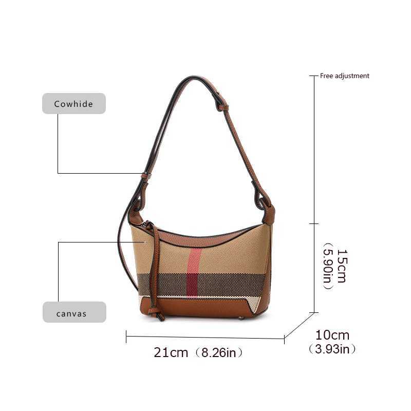 New Arrival Aidrani Womens Fashion Bag Leather Check Shoulder Bag New Pattern Canvas Cowhide Cross Bag T250318