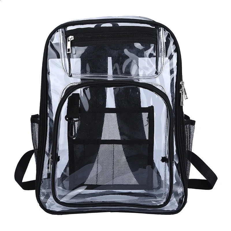 Backpack Waterproof Transparent School Bag Girl Large Capacity Backpack Solid Clear Backpack Men Fashion Transparent Plastic Bag 250314
