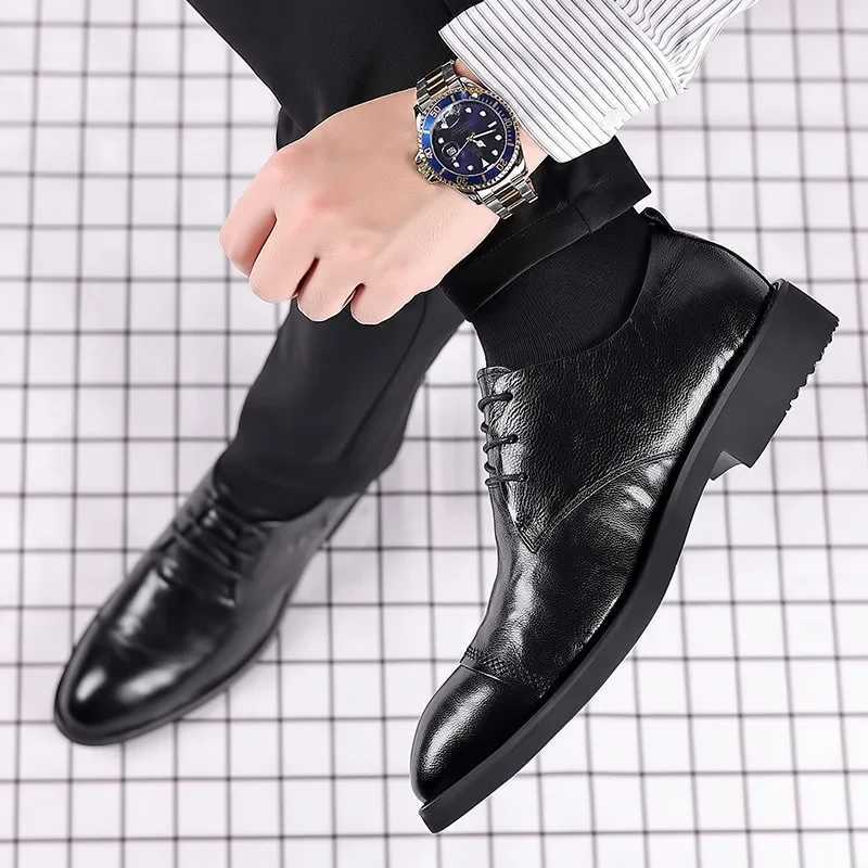 Mens shoes mens shoes mens shoes genuine leather business formal Oxford shoes mens high-quality leather Zapatos HombreXJ250319