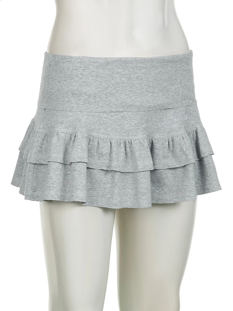 Rockmore Y2K Aesthetics Pleated Mini Skirts Women Fairycore Kawaii Ruffles Patchwork Solid Retro Skirts 2000s Coqutte Clothes 250313