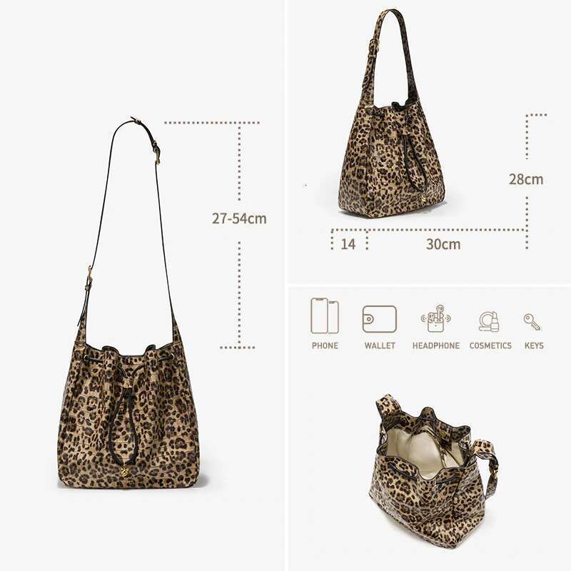 Women's Bags BAI Women's New Bag Fashion Leather Bag High Quality Designer Brand Ability Women's Shoulder Leopard Pattern