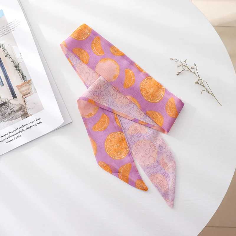 Summer French Vintage Tie Hair Small Flower Long Thread Scarf with Braided Hair Chiffon Fine Ribbon Scarf X250319