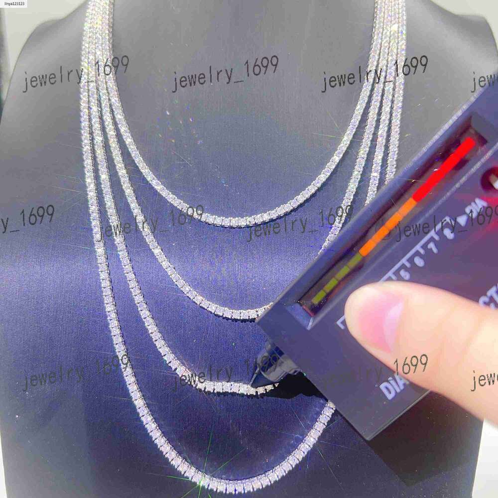 Pass Diamond Tester Gra Certified Vvs Moissanite Necklace S Sterling Sier 2mm Tennis Chain