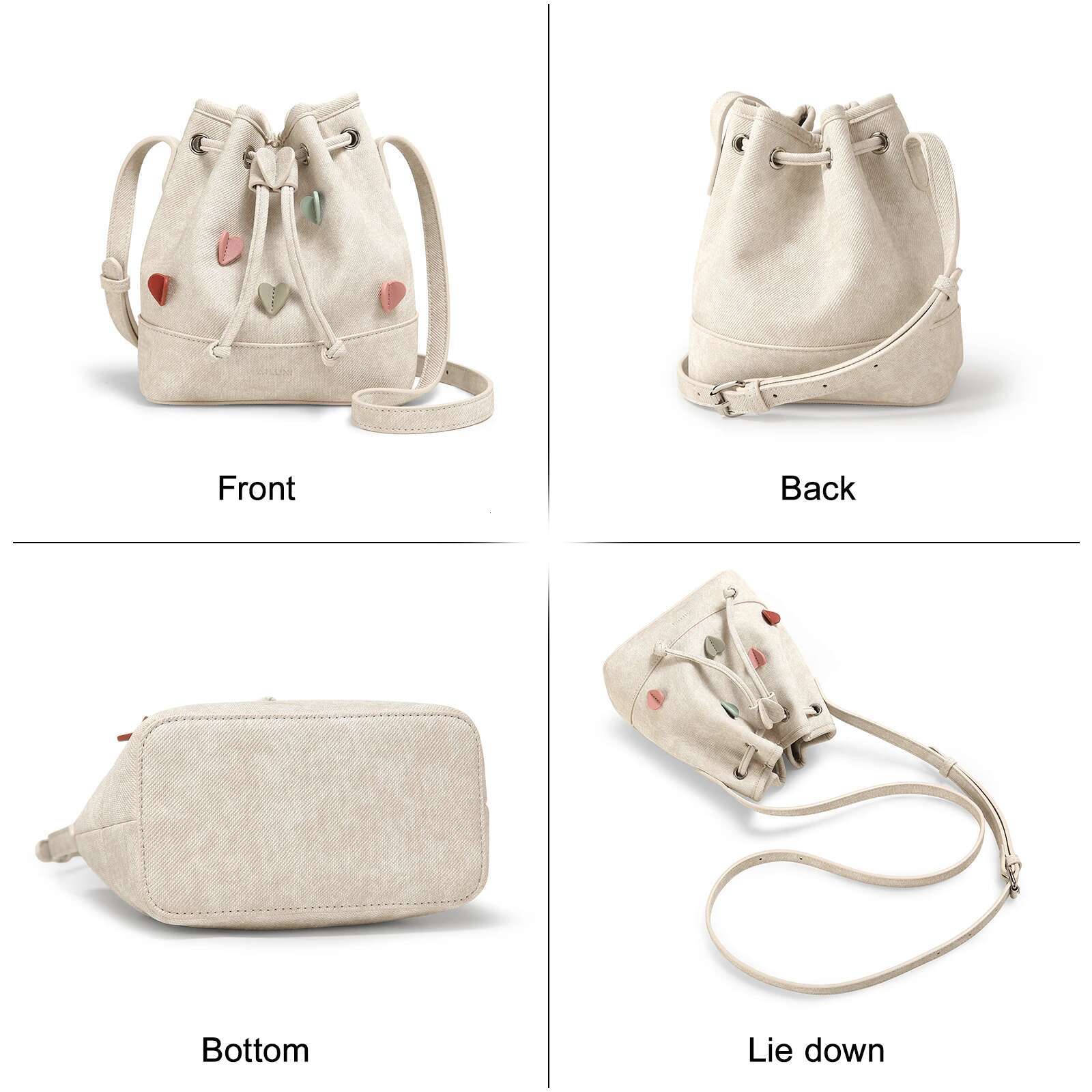 AII New Original Design Bucket Cute Heart Decoration Shoulder Bag, Holiday Gift Handbag
