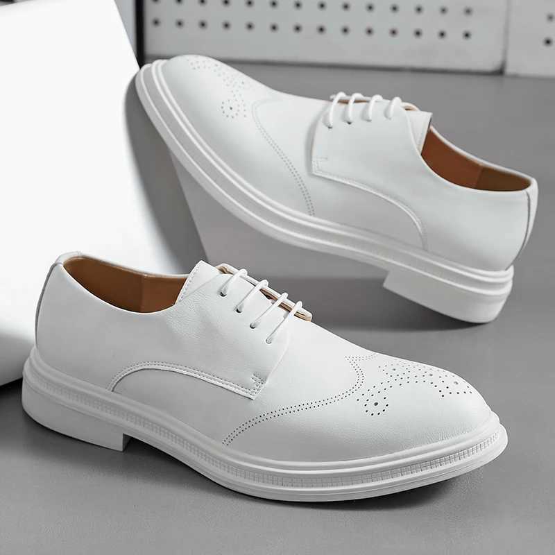 New Men British Gentleman Women White Formal Brogues Shoes Male Dress Wedding Prom Homecoming Shoes Social MenXJ250319