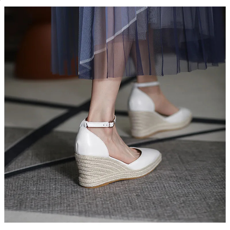LIHUAMAO slingback heel wedges sandals ankle strap lady espadrilles sandals pumps comfort csaual shoes bohemia style 250314