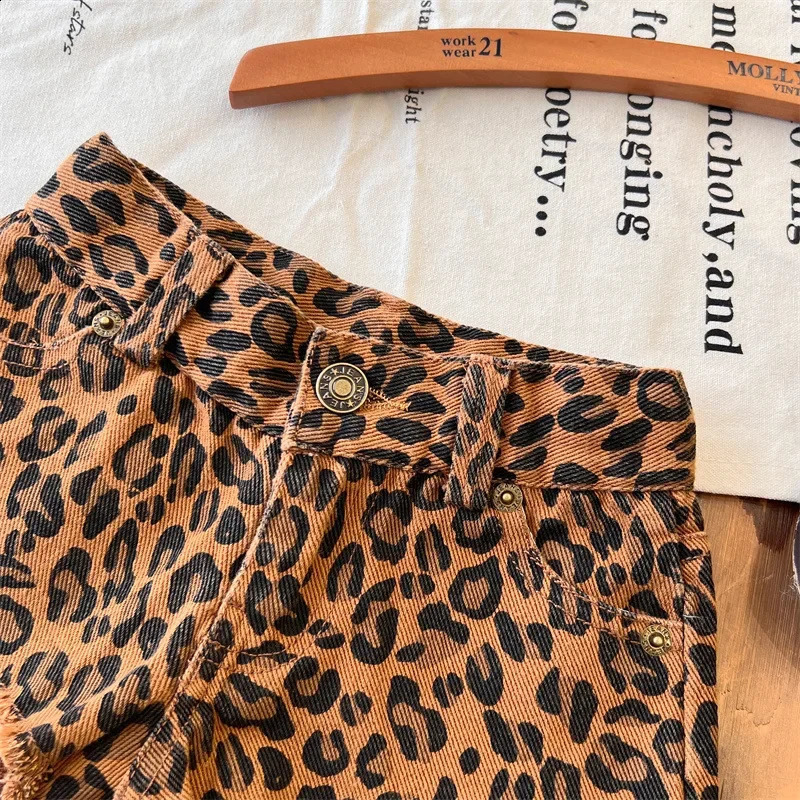 Kids Shorts Girls Summer Fashion Shorts Japanese Children Clothing Vintage Spicy Girl Shorts Leopard Print Pant 250319