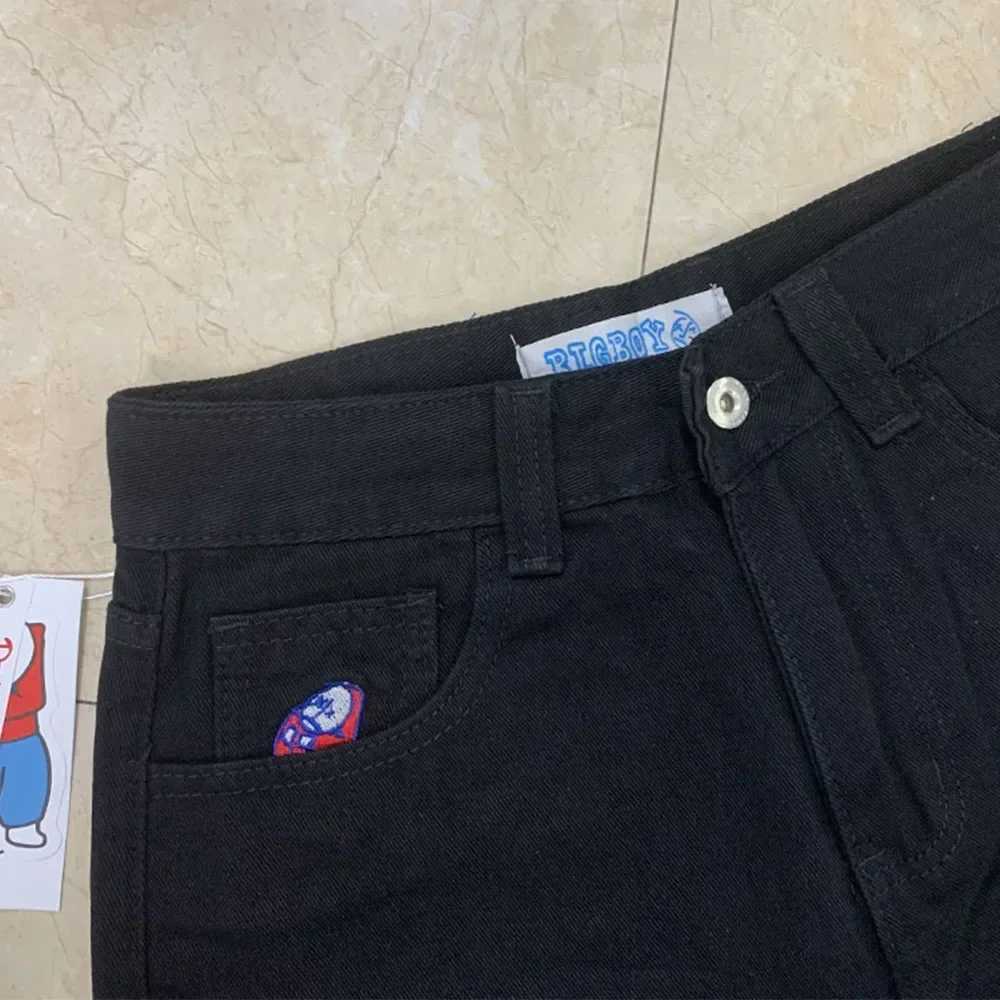 Polar Big Boy Embroidery Jeans Y2K Pants Streetwear Retro Punk Rock High Waist Denim Trousers Gothic Cartoon Blue Baggy Jeans W250319
