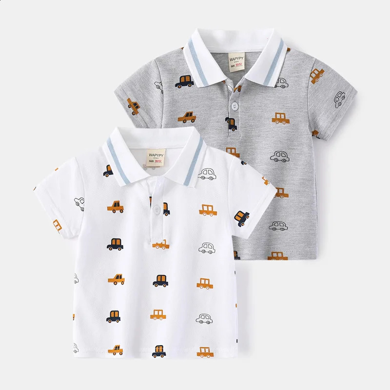 Boys Summer Polo T Shirts Animal Cartoon Printed Polos Tops Kids T-shirts for 1 2 3 4 5 6 7 Years Childrens Clothes Kid Tees 250319