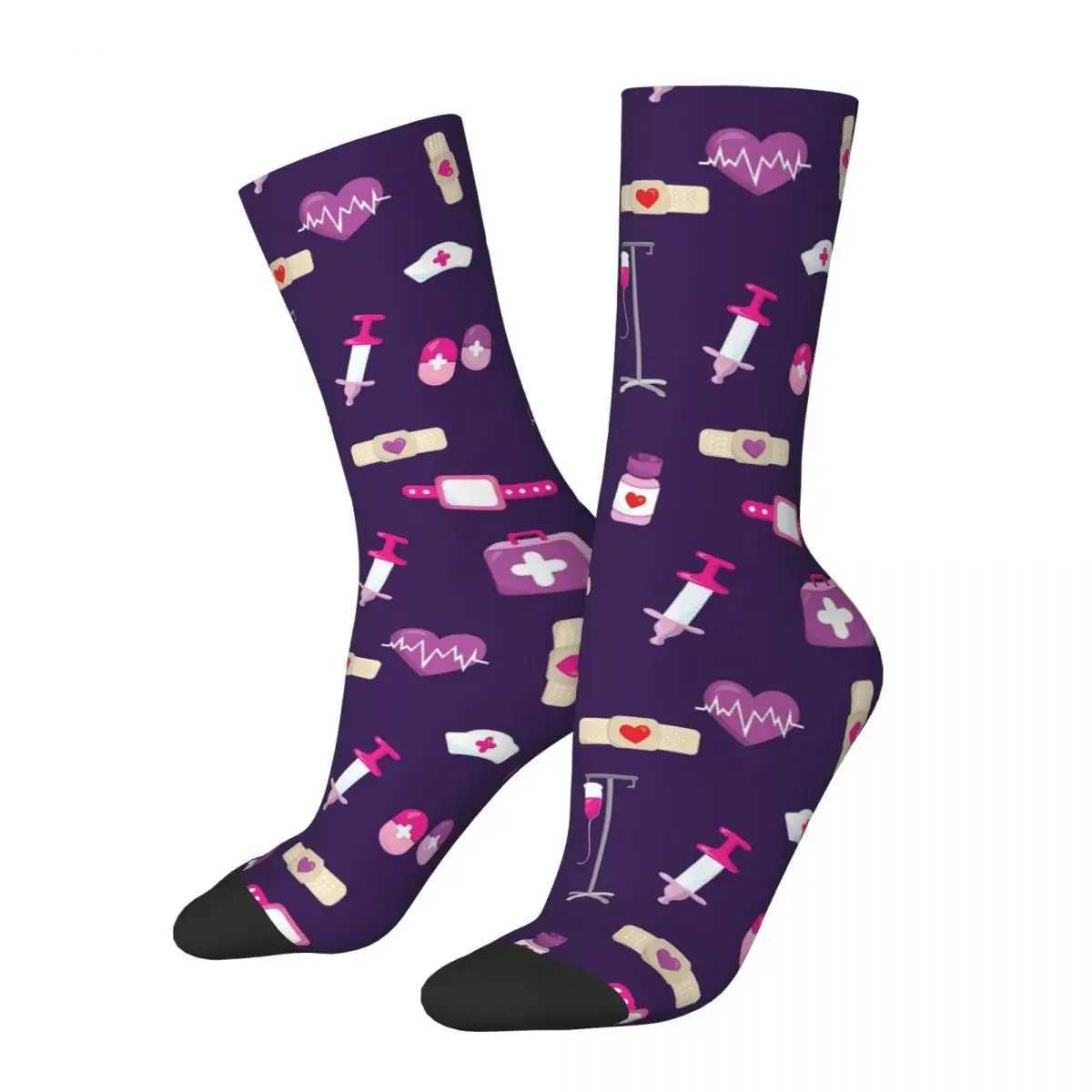 Cute Hospital Medical Pattern Gift For Nurses Socks Harajuku High Quality Stockings All Season Long Socks for Man Woman Gifts X250319