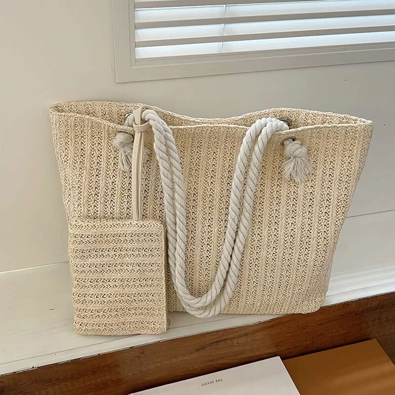 Designer Women Handbags Fashion Large Capacity Straw Tote Summer Beach Bag Casual Bali Big Purse