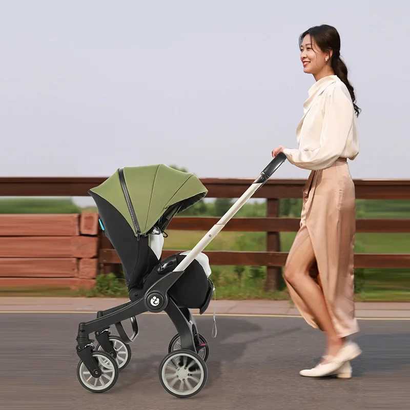 Baby stroller 4-in-1 multifunctional newborn baby stroller 3-in-1 baby stroller foldable basket PE seat Z250319