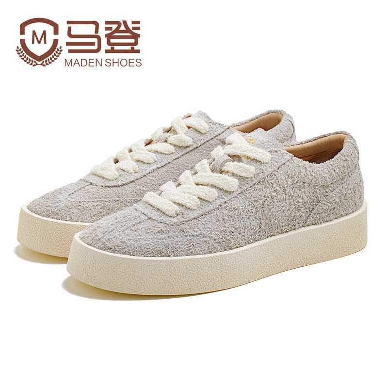Madens New Vintage Genuine Leather Height-increasing German Trainer Shoes Thick Soles Lace-up Mens Shoes Casual Sneakers Y250318