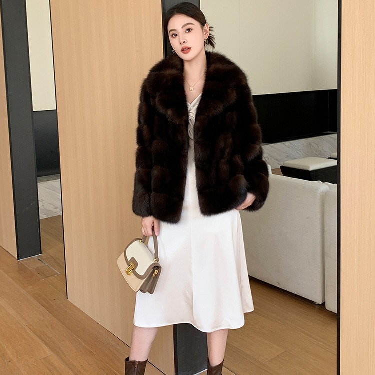 2023 new high-end vintage mink coat texture for autumn winter, thick and warm, fashionable cut groove artificial fur
