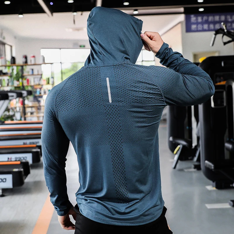 Mens fitness tracksuit running hoodie gym jogging outdoor sweatshirt top muscle training 250319