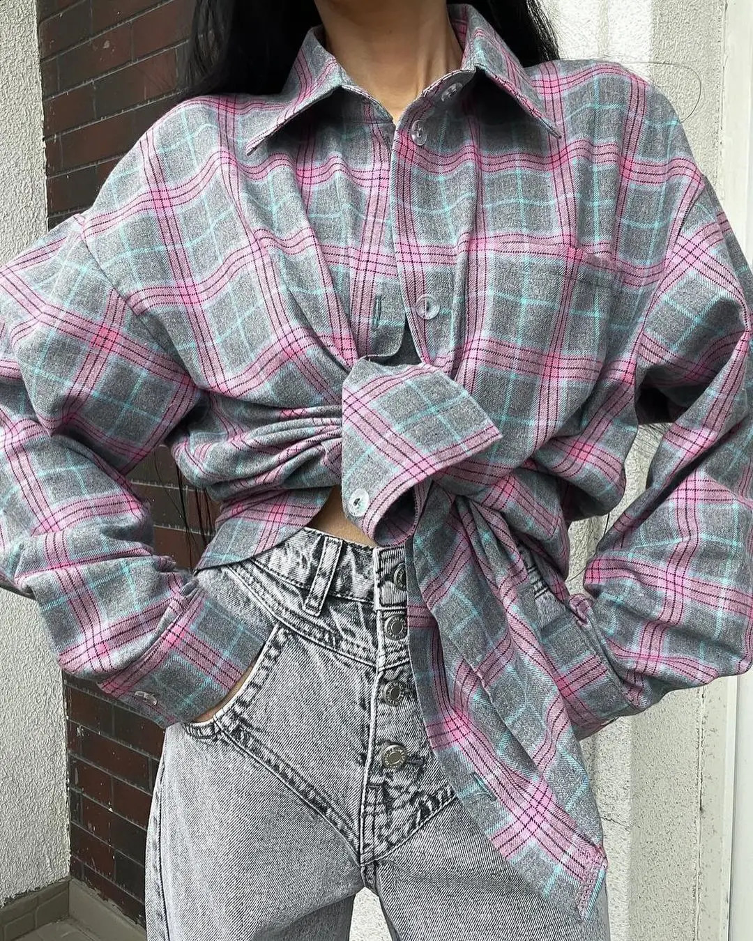 Retro plain loose fitting shirt for womens spring and summer fashion Korean style lapel single corset Y2K clothing long sleeved top 250319