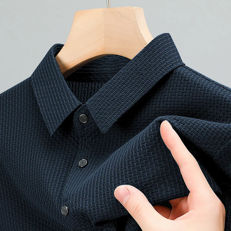 2014 Summer Mens Short Sleeve Polo Shirt High Quality Ice Silk Breathable Business T-shirt High Elasticity Soft Polo Shirt 250318