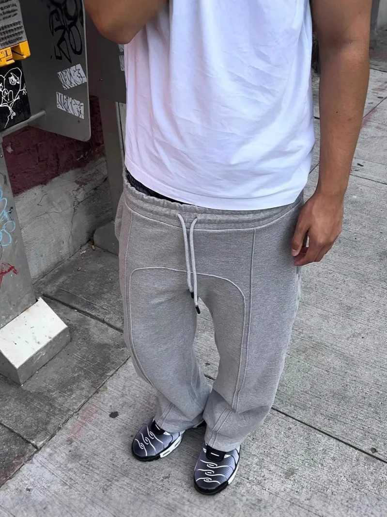 Men Y2K Baggy Pants 2025 High Street Trendy Straight Casual Loose Pants Harajuku Retro Harajuku Splicing Oversized Sweatpants X250319