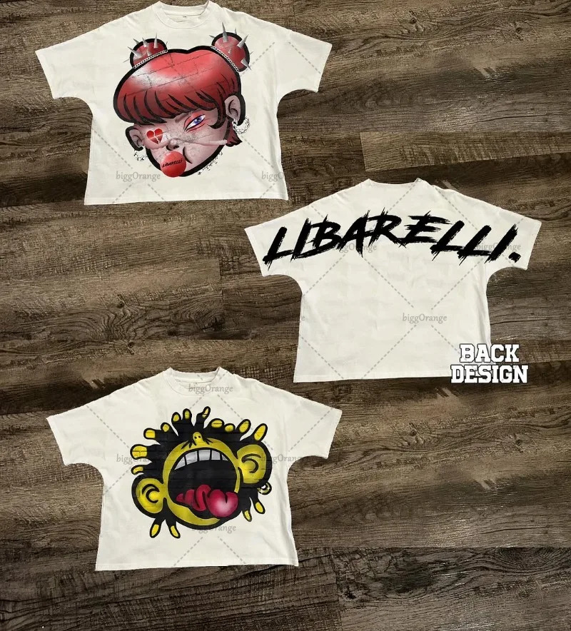 Fashion street clothing short sleeved womens retro cartoon print oversized Tshirt punk summer cotton casual top mens style 250317