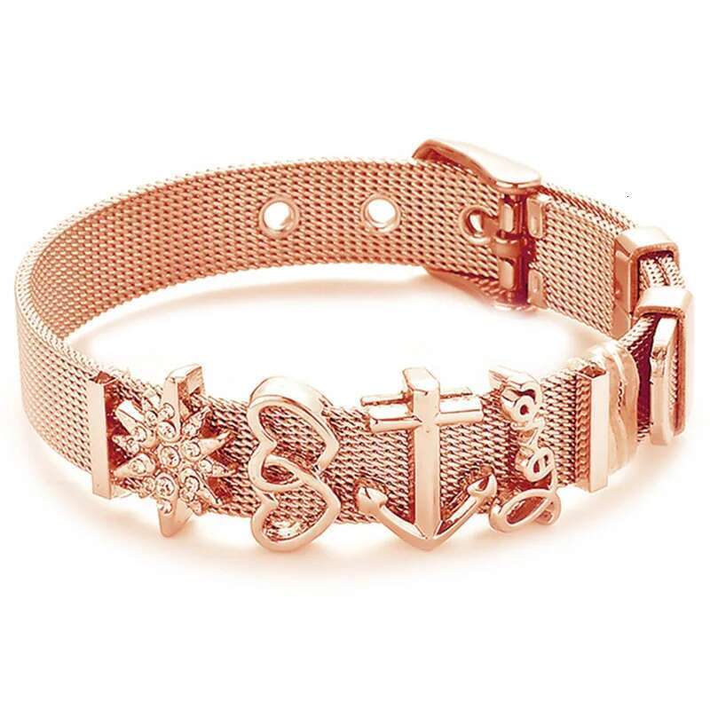 Fashion Stainless Steel For Woman Men Bracelet Mesh Bracelet Set Crystal Heart Anchor Charm Fine Bracelet Bangle Female Lover