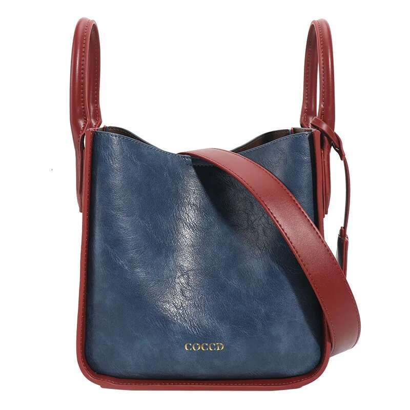 Vintage High Quality PU Leather Large Shoulder Solid Color Simple Handbag Women's Fashion Bucket Bag