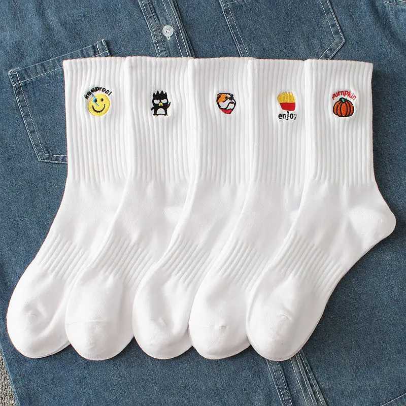 3 pairs of womens mens embroidered cotton socks high-quality Sok fashion solid color long neutral sports mid tube tidal socks X250319