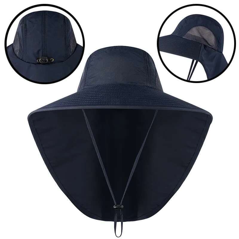 Fishing Wide Brim Bucket With Neck Cover Quick Dry Outdoor Sports Jungle Hiking Hat Men Fishermen Sun Protected Cap