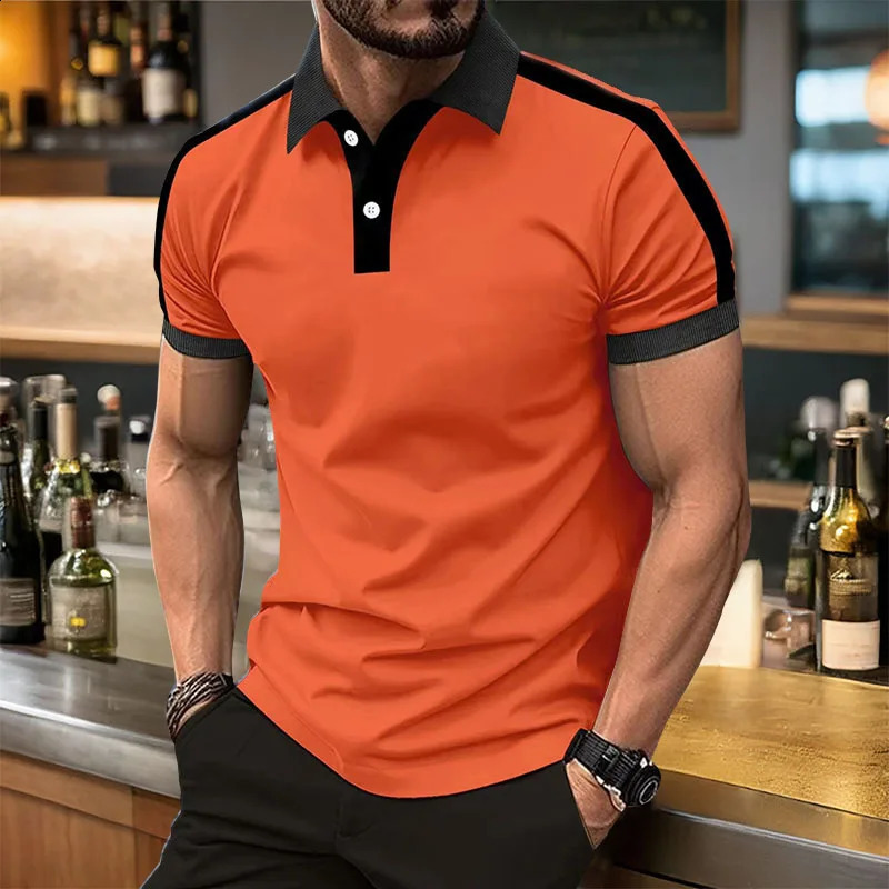 Summer Mens Short sleeved Polo Shirt Business Casual Collar T-shirt Plus Size Breathable Top European and American Plus size 250319