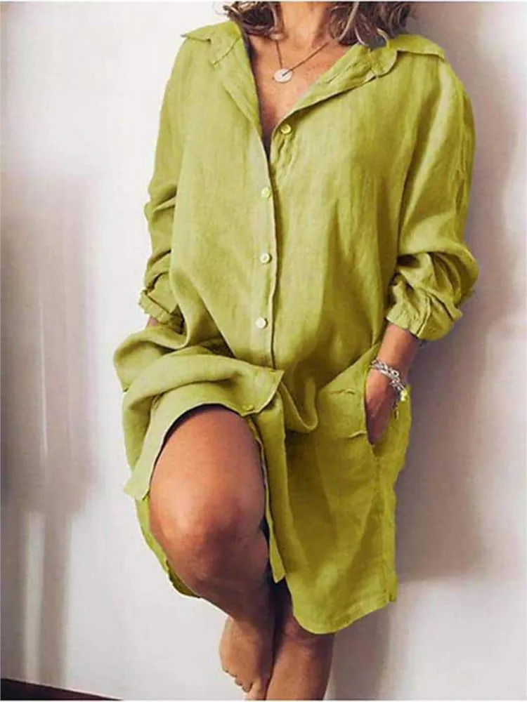 Womens long sleeved cotton linen long sleeved cardigan warm single breasted multi button shirt for autumn 250318