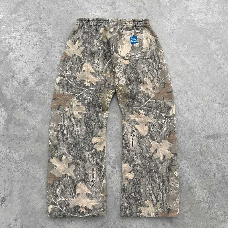 Y2K Trendy Camo Man Pants Gothic Retro Branch Camouflage Unisex Streetwear American Style High Street Loose Straight Sweatpants X250319