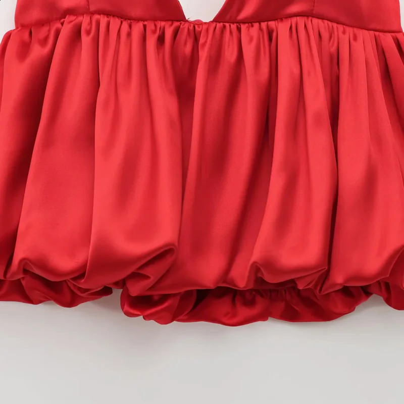 TRAF Red Y2k Mini Sliding Top Womens Spring Sexy Elegant Tank Top Fashion Casual Party Sleeveless Backless Short Top 250314