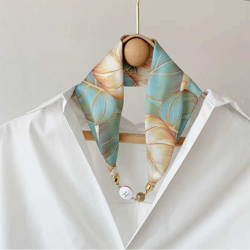 55 * 15cm magnetic buckle scarf wens new neck versatile scarf summer lazy little scarf high-end feeling X250319