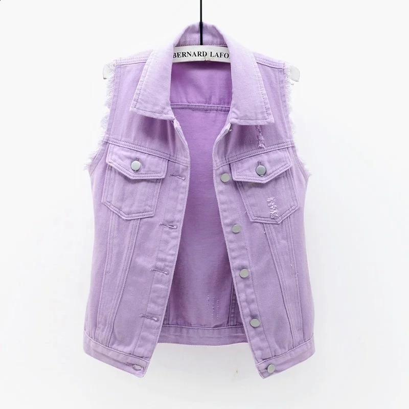 2025 SpringSummer Sleeveless Denim Jacket Tank Top for Womens Korean Fashion Single Chest Jeans Sweet Short Coat 250319