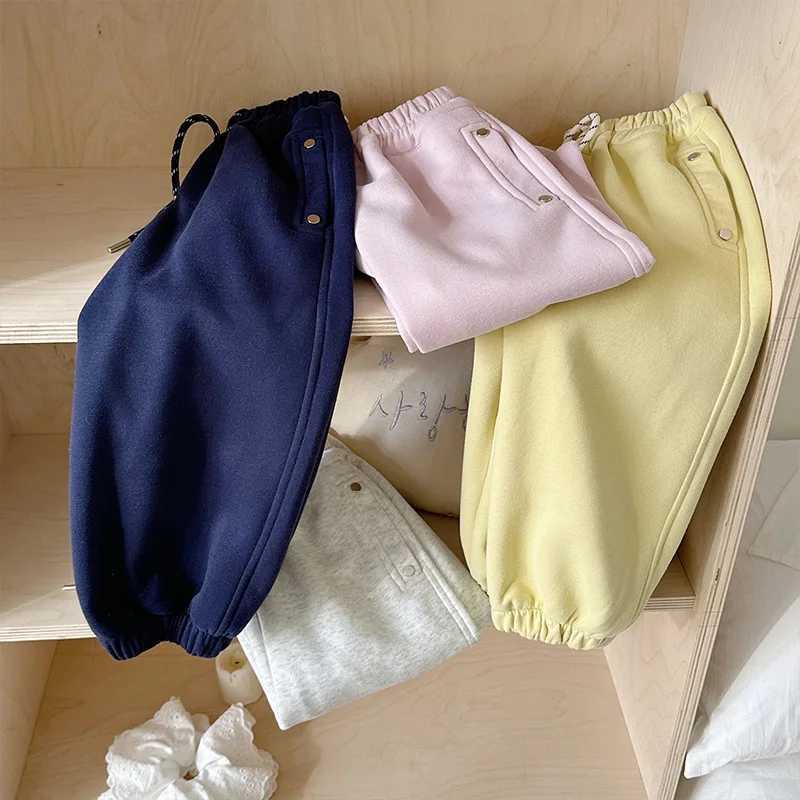 2025 Spring Clothing Korean Style Girls Casual Middle and Small Childrens Sports Pants Solid Color Leg TightsT250318
