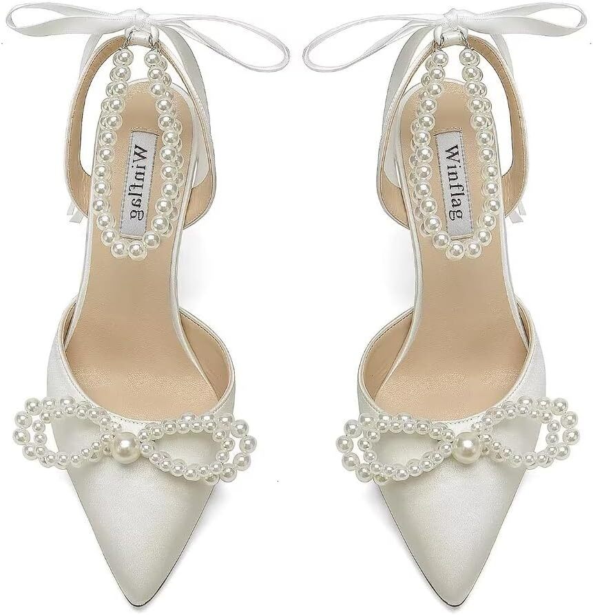 2025 New Designer sandals Pearl Wedding Shoes Bridal High Heels Bridal Shoes Closed Toed Wedding High Heels