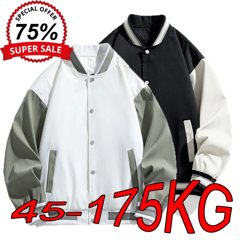 Mens sports jacket Plus size 10XL spring and autumn slim fit casual baseball collar loose sleeping day 250317