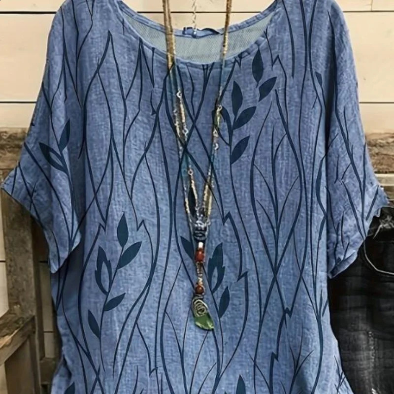 fashion selling plus size womens retro Tshirt shirt casual floral print short sleeved 250319