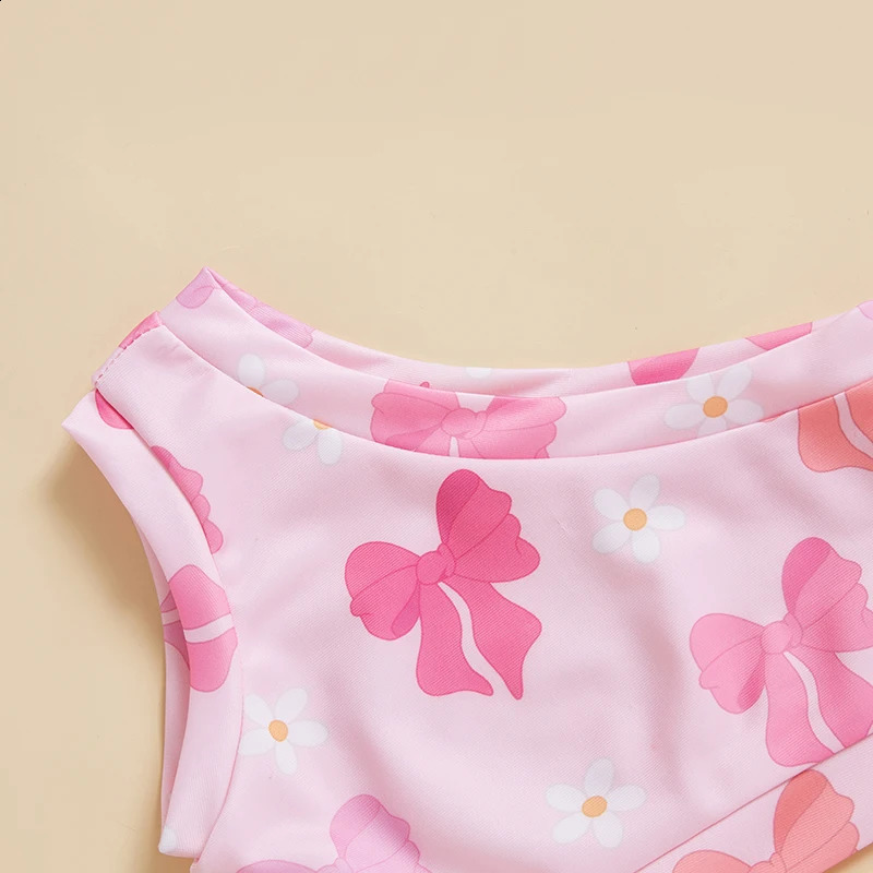 Toddler Girls Two Piece Swimsuit One Shoulder Tank Top Bottoms Bikini Set Summer Beach Bathing Suit Swimwear 250319