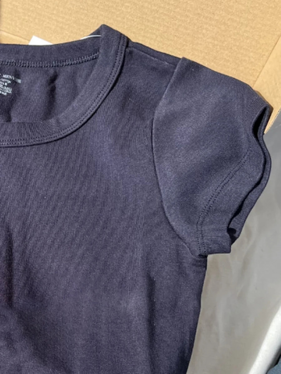 Solid Cotton T-Shirt Summer O-Neck Short Sleeve Classic Tee Shirt American Vintage Simple Y2k Streetwear Woman Tops Chic 250319