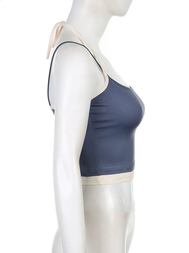 IAMSURE Basic Patchwork Camis Top 2 Sexy Slim Slant Neck Sleeveless Strapless Crop Womens 2025 Summer Street Clothing Women 250319