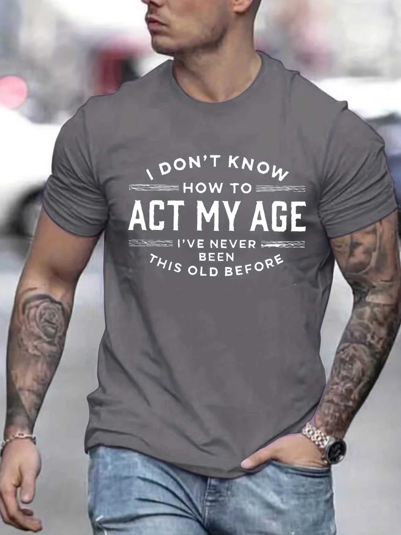 Mens Summer 100% Cotton Funny Pattern Printed Loose Large Casual Round Neck Short Sleeve T-shirtT250318