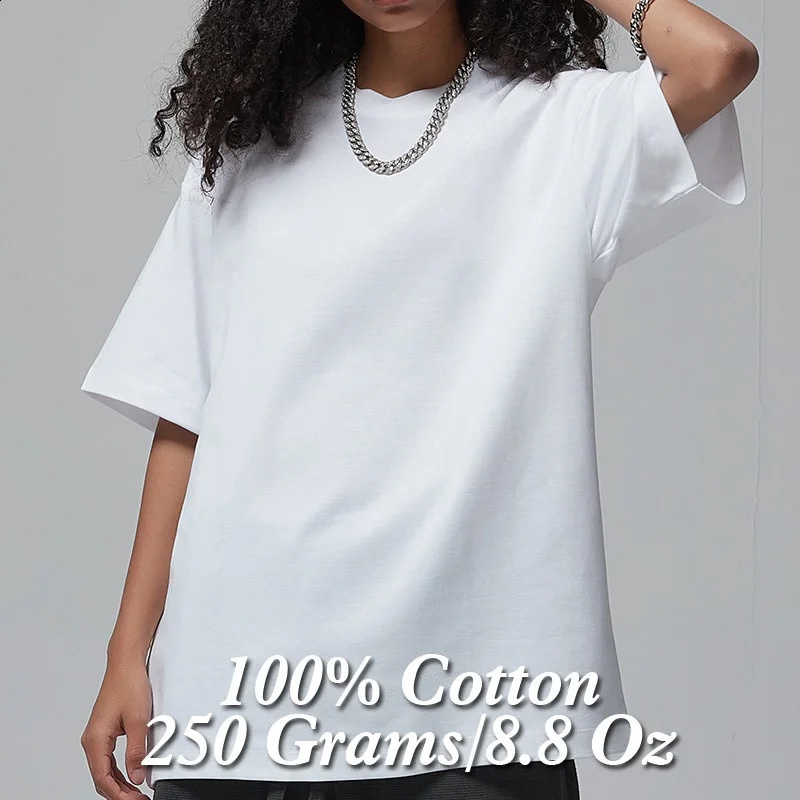 100% Cotton T shirt WomenShort Sleeve Plain TopsSolid Oversized Hip Hop Tee ShirtsQuality Clothing Heavy Weigh 8.8oz 250gsm 250319