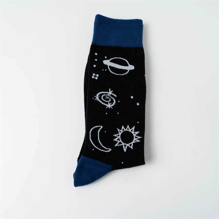 MYORED 1 double autumn-winter new sun planet star pattern mens cotton socks X250319